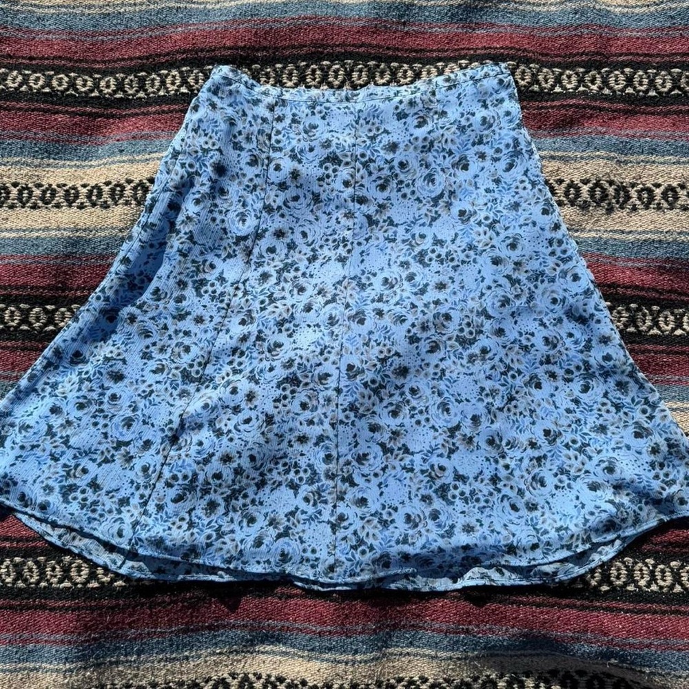 90s Blue Floral Maxi Skirt